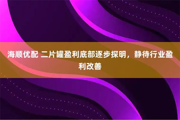 海顺优配 二片罐盈利底部逐步探明，静待行业盈利改善